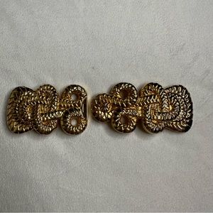 Vintage 90s Nautical Belt Buckle snake style Gold & Orange Tone Rope Knot